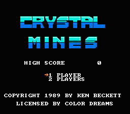 Crystal Mines (Homebrew) — Title screen